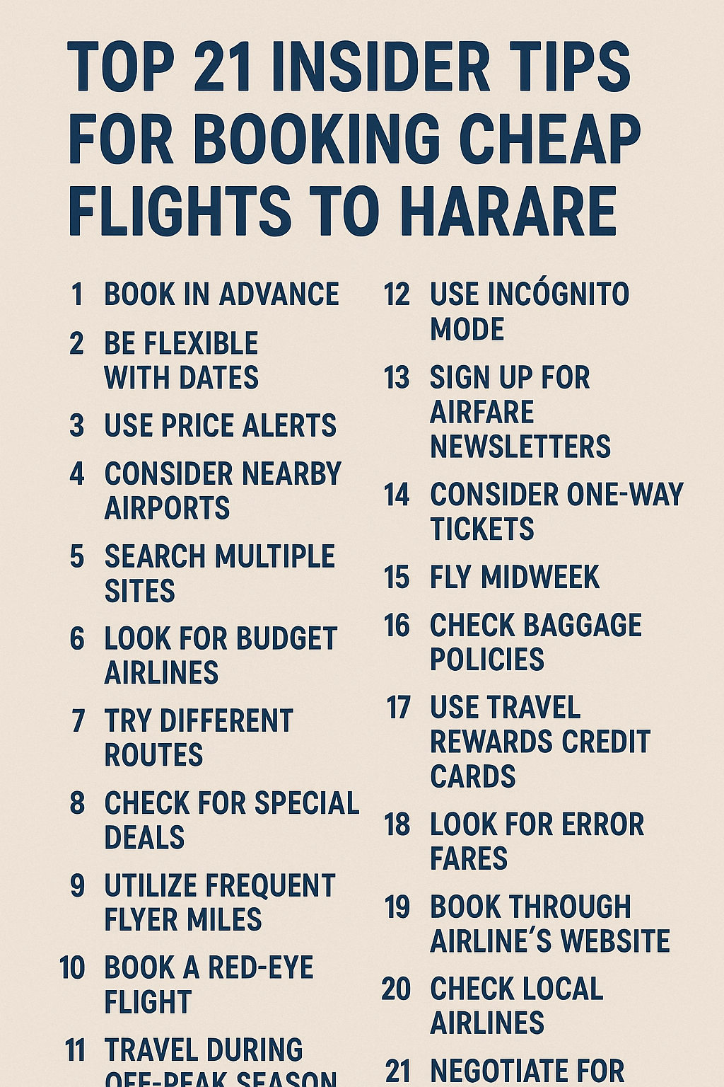 Top 21 Insider Tips for Booking Cheap Flights to Harare