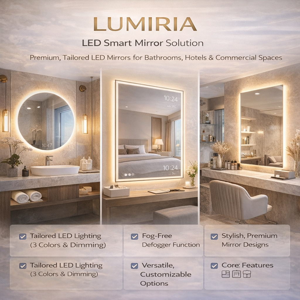 LUMIRIA LED Smart Mirror Solution | Premium Mirror for Hotels & Commercial Spaces
