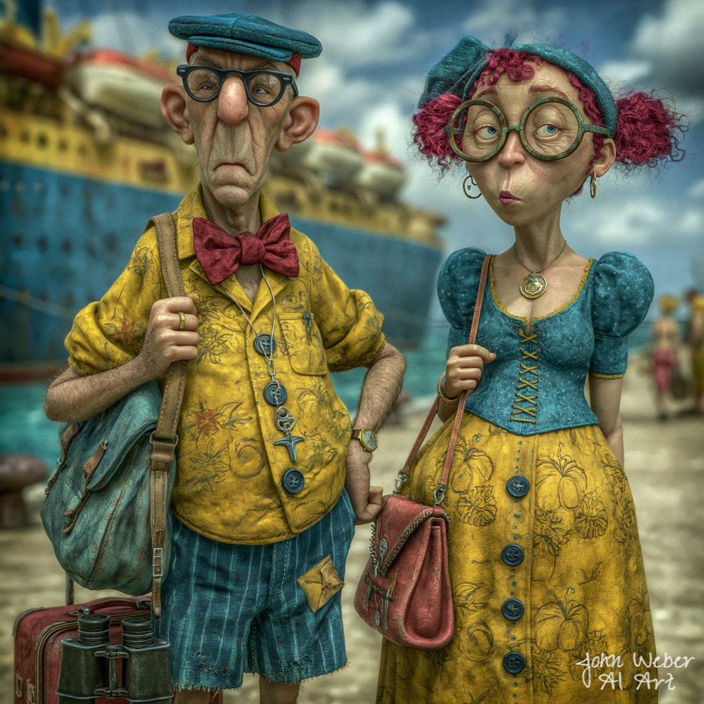 an image of a couple going on vacation — created and owned by John Weber AI Art