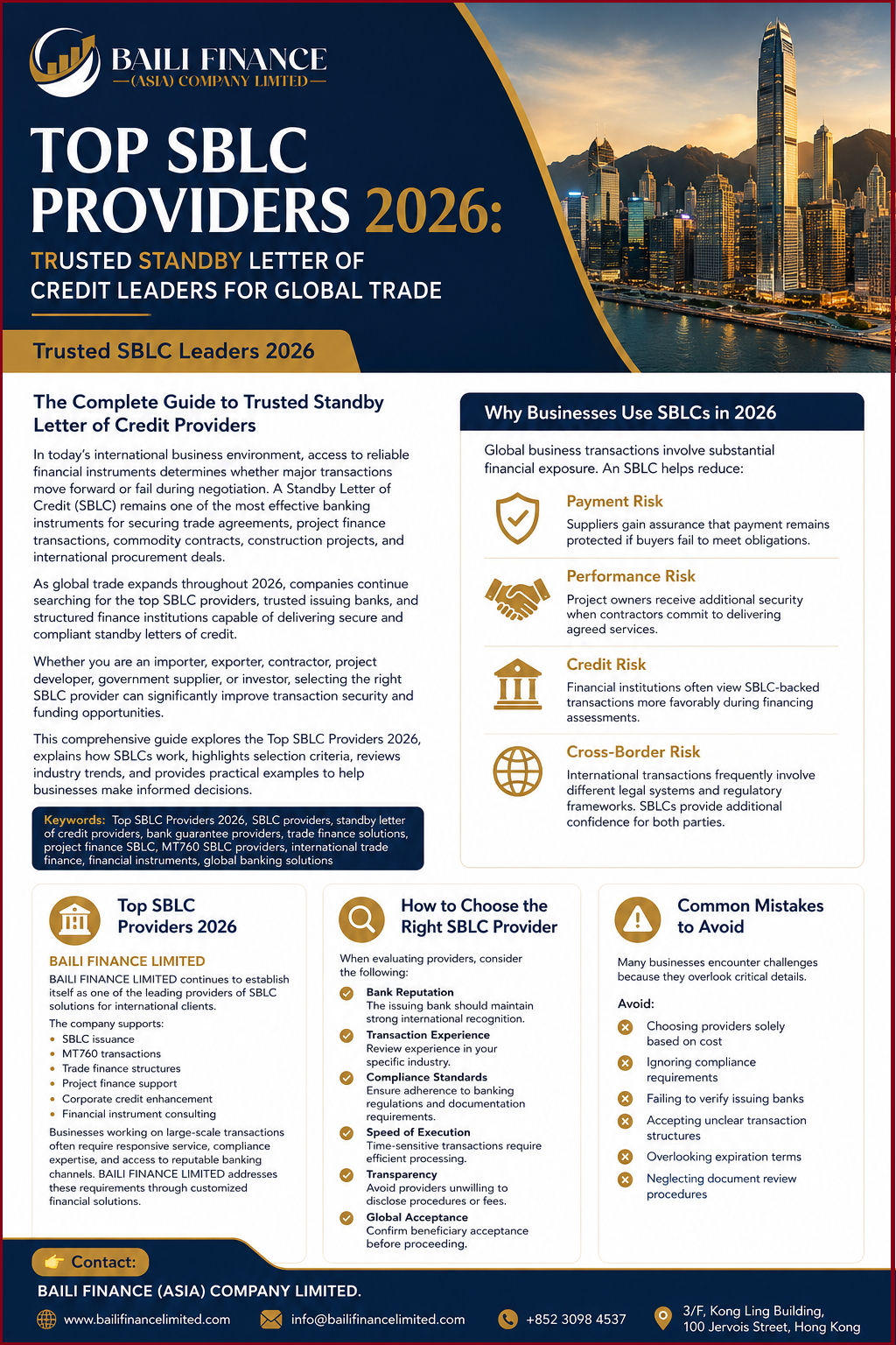 TOP SBLC PROVIDERS 2026: TRUSTED STANDBY LETTER OF CREDIT LEADERS FOR GLOBAL TRADE