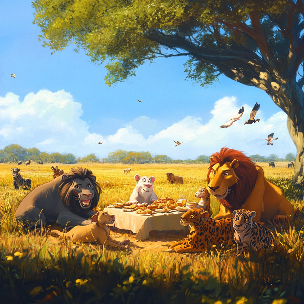 Animals at the Safari Park eating breakfast