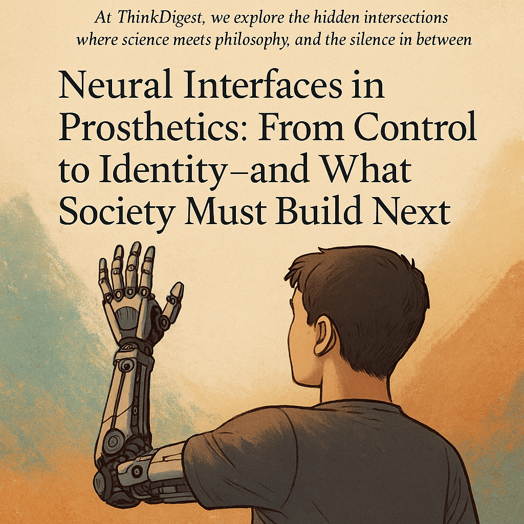 Neural Interfaces in Prosthetics: From Control to Identity — and What Society Must Build Next