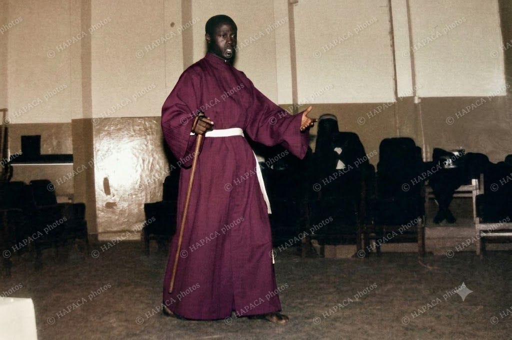 Tunde Euba in a scene in A Toast for Soyinka. Photo by Hakeem Shitta, Restored by HSPACA. All rights Reserved.