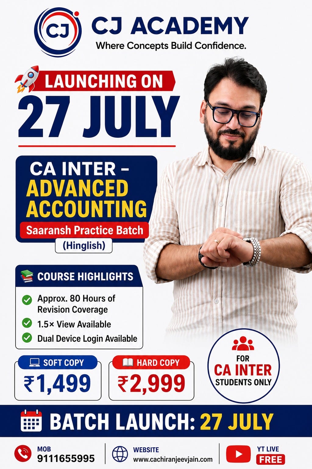 📚 CA INTER — Advanced Accounting ✨ Saaransh Practice Batch (Hinglish) + Revision
