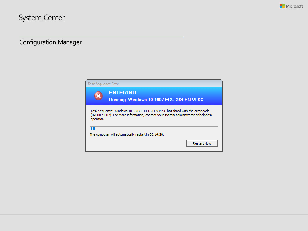 sccm assignment enforce failed