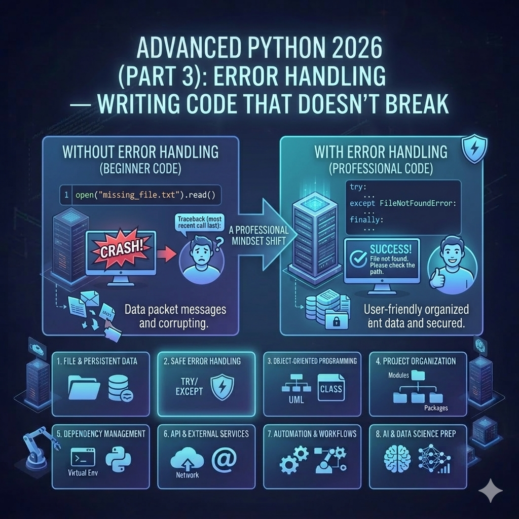 Advanced Python 2026 (Part 3): Error Handling — Writing Code That Doesn ...