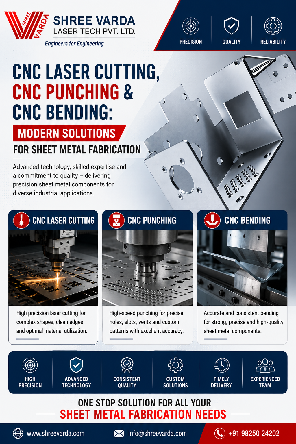 CNC Laser Cutting, CNC Punching & CNC Bending: Driving Efficiency in Modern Sheet Metal Fabrication