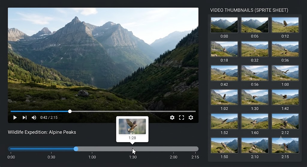 Implementing trick-play thumbnails with FFmpeg sprite sheets and WebVTT