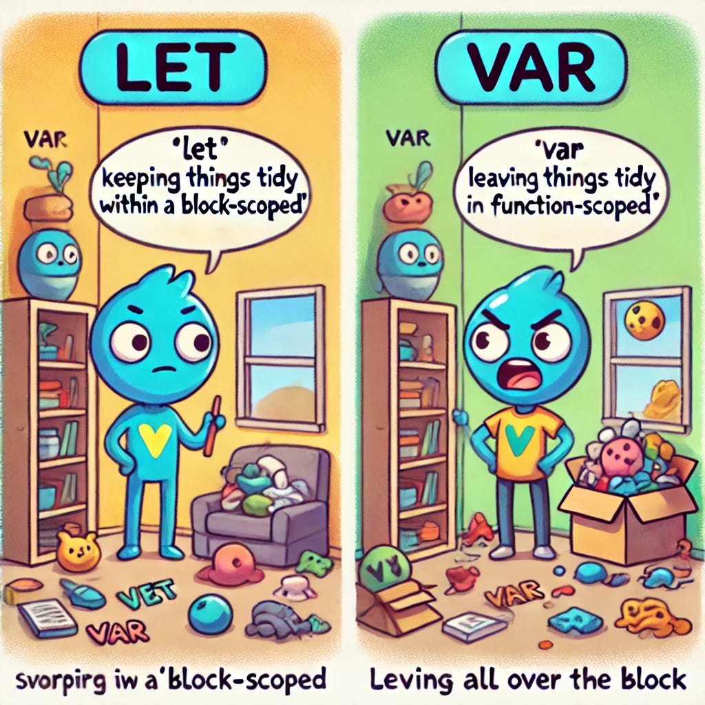 What s the difference between let and var in javascript by m
