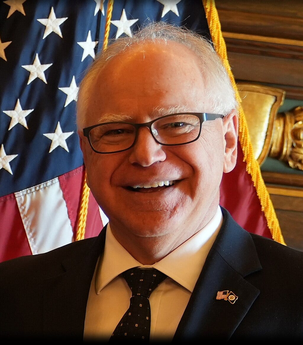 Minnesota Governor Tim Walz, Public domain, via Wikimedia Commons (cropped by author)
