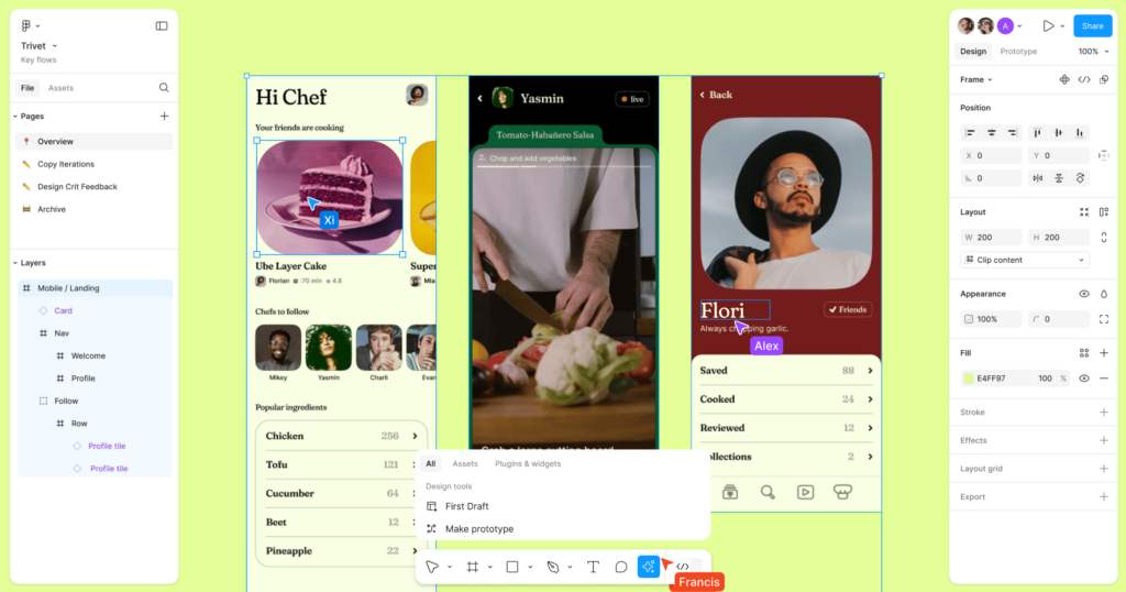 Figma design interface