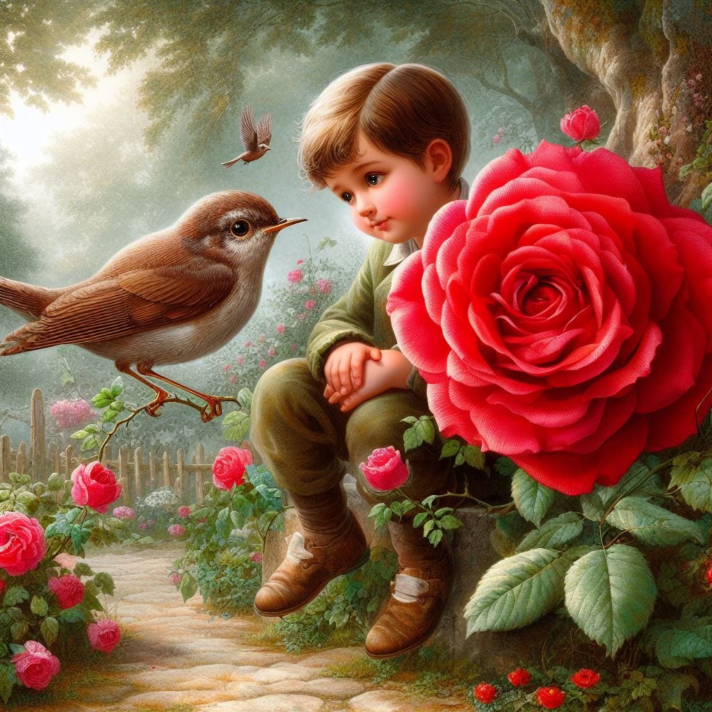 “The Red Rose’s Lament The Nightingale and the Rose”By Oscar Wilde