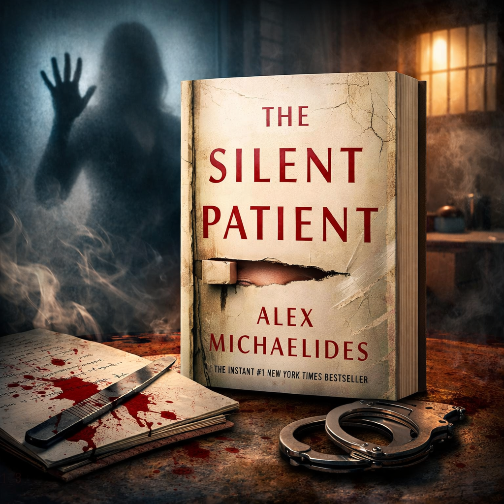 AI-generated illustration inspired by “The Silent Patient” by Alex Michaelides.