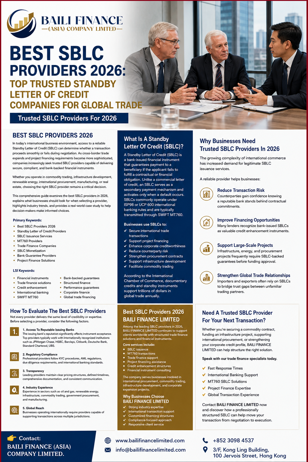 LIST OF BEST SBLC PROVIDERS 2026: TOP TRUSTED STANDBY LETTER OF CREDIT COMPANIES FOR GLOBAL TRADE