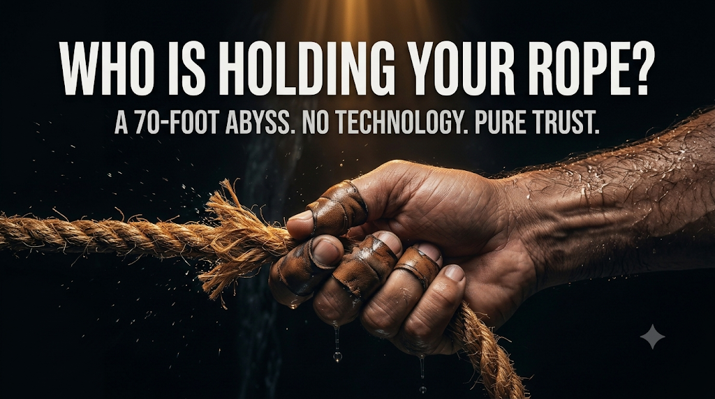 Curious Minds: Who is Holding Your Rope?A 70-foot abyss. No Technology. Pure Trust