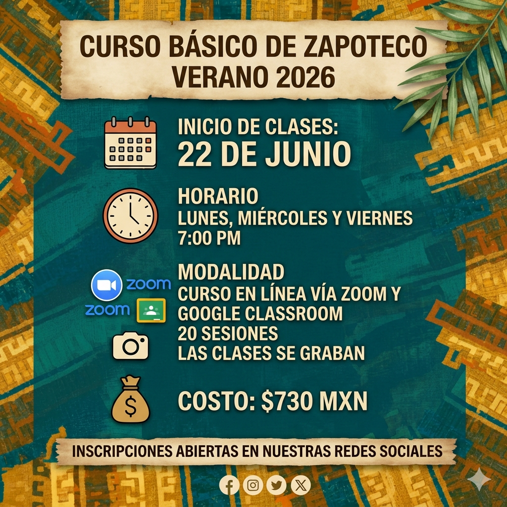 Curso Básico de Zapoteco — Verano 2026.