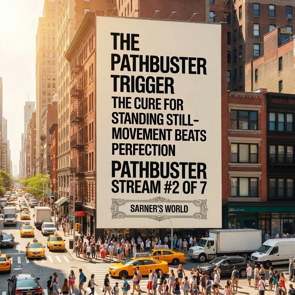 THE PATHBUSTER TRIGGER!
THE CURE FOR STANDING STILL- MOVEMENT BEATS PERFECTION 
PATHBUSTER #2 OF 7