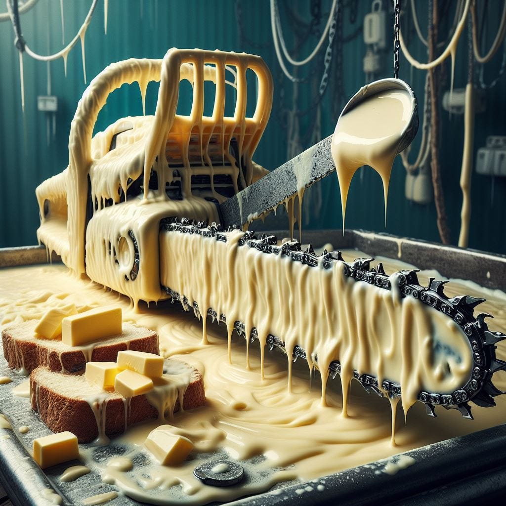 Dream of The Buttered Chainsaw. Dreamed about a chainsaw in a shed in a