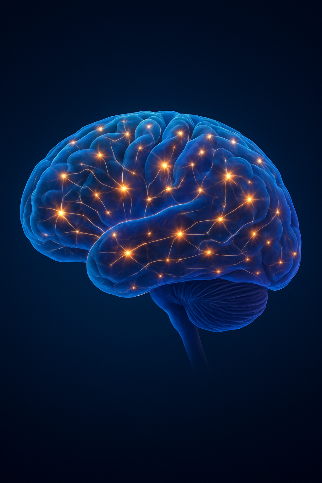 Illuminated brain visual showing active neural pathways, debunking the myth that humans use only ten percent of their brains.