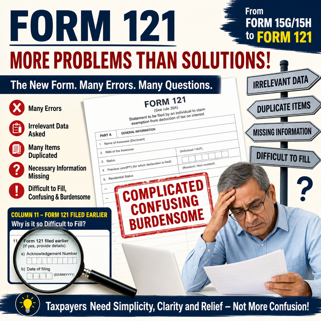 CHANGING OF FORMS 15G/H INTO FORM 121 BY THE INCOME-TAX DEPARTMENT