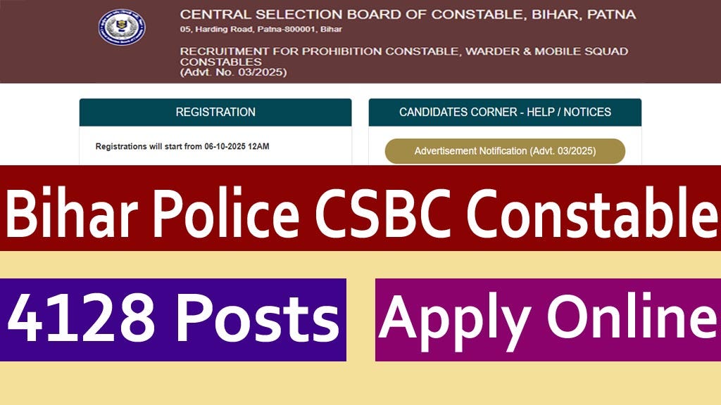 Bihar Police CSBC Constable Recruitment 2025: Apply Online