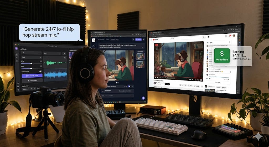 How People Are Building AI-Powered Lo-Fi YouTube Channels That Earn 24/7