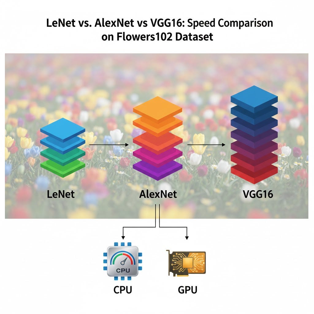 Comparison of Processing Speed for LeNet, VGG16, and AlexNet on CPU and ...