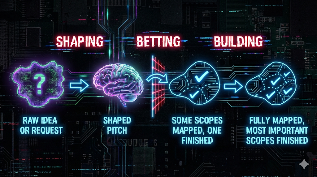The 3 main phases of the Shape-Up methodology