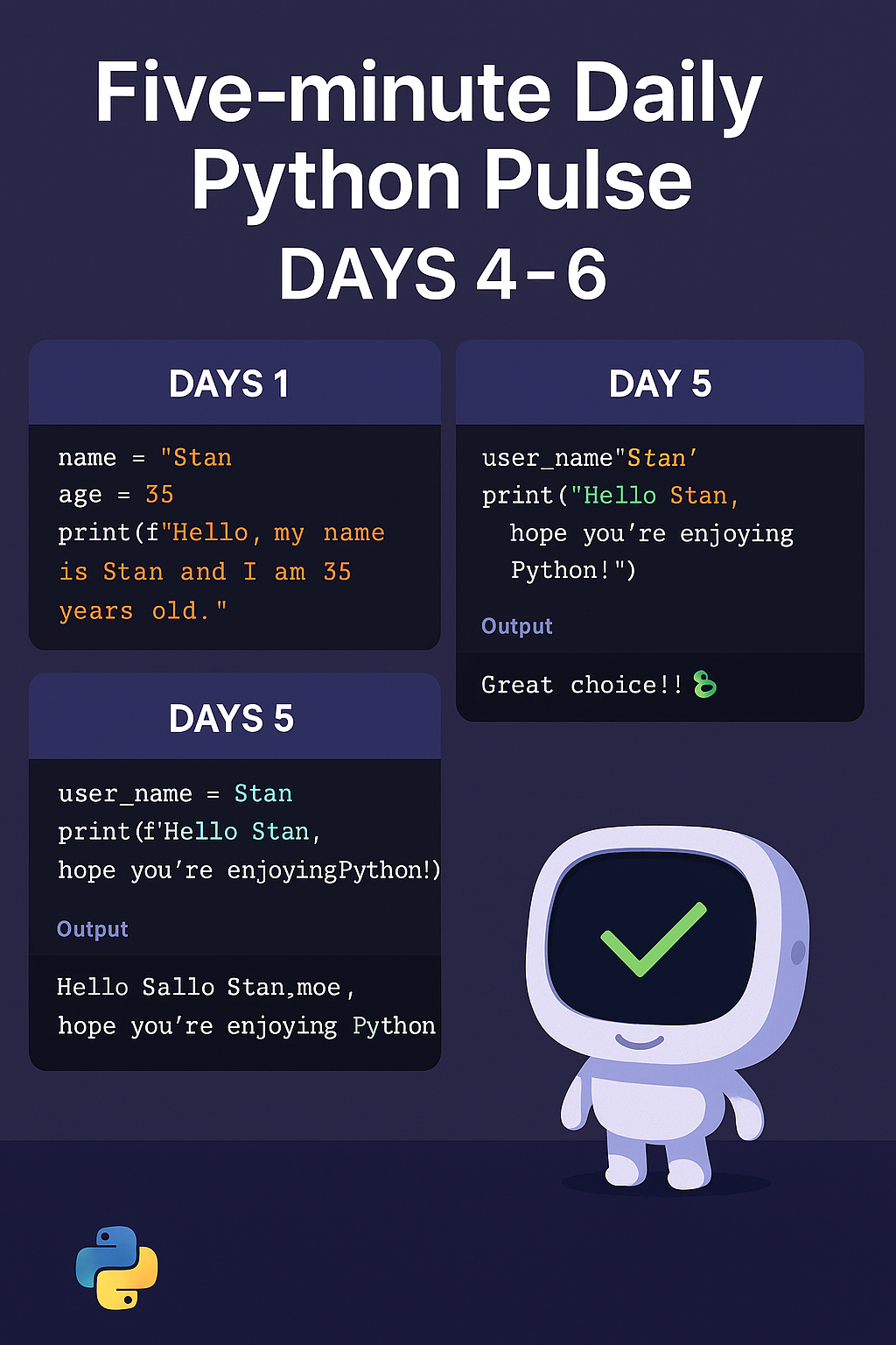 Five-minute Daily Python Pulse — Days 4–6: From Booleans to Bots | by ...