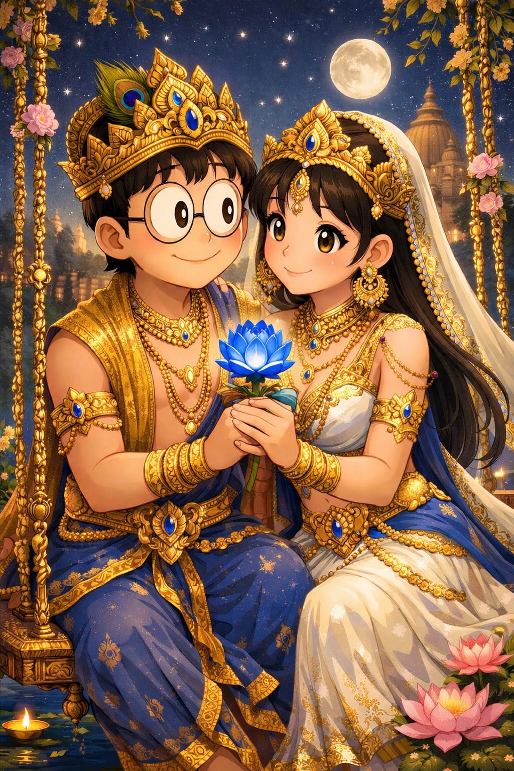 🪻🪻The Blue Divine Flower rests at the center 🪻🪻🪻✨ Radiance of Golden 💡 Light ✨