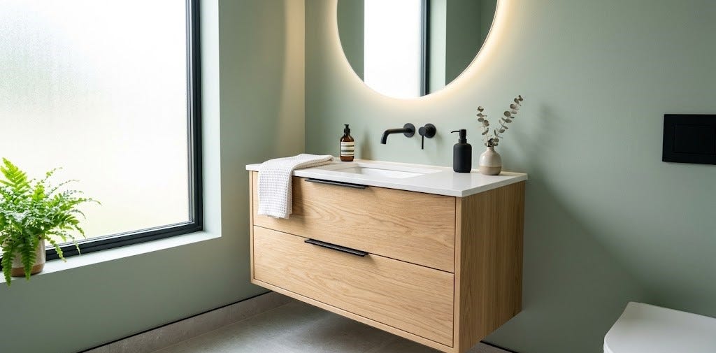 5 Small Modern Bathroom Ideas: Maximize Space with a Floating Vanity & Sage Green Walls