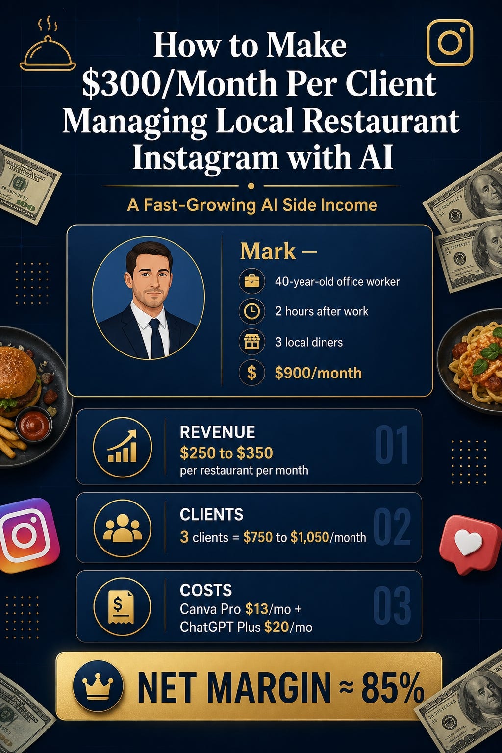 How to Make $300/Month Per Client Managing Local Restaurant Instagram with AI