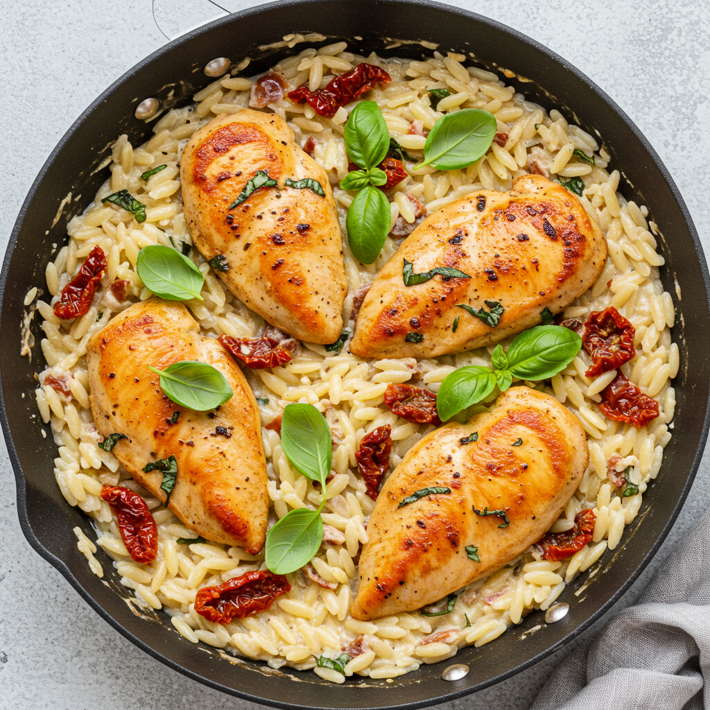 One Pan Marry Me Chicken Orzo — Quick Weeknight Skillet Dish