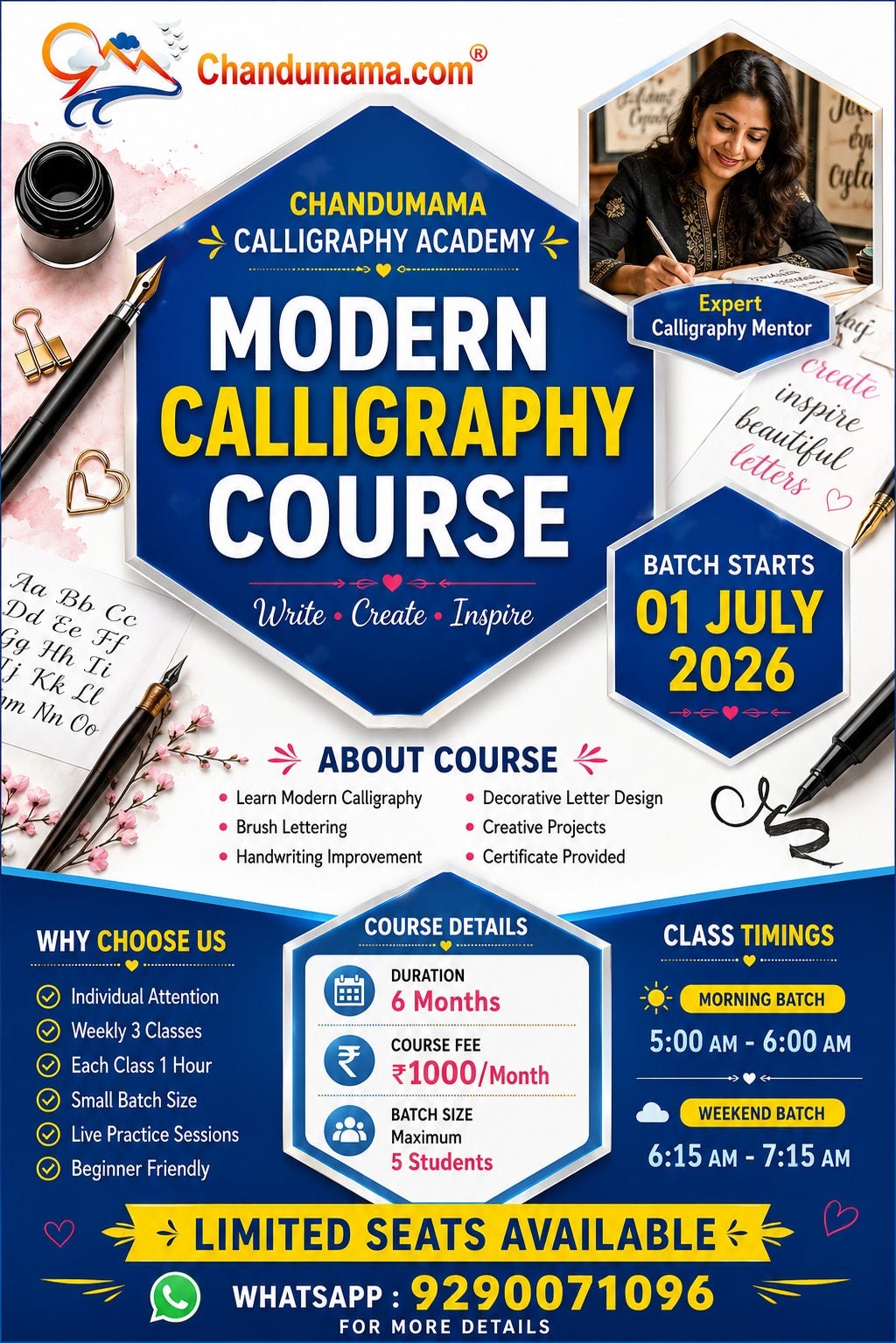 Transform Your Handwriting into Art with Chandumama Calligraphy Academy!