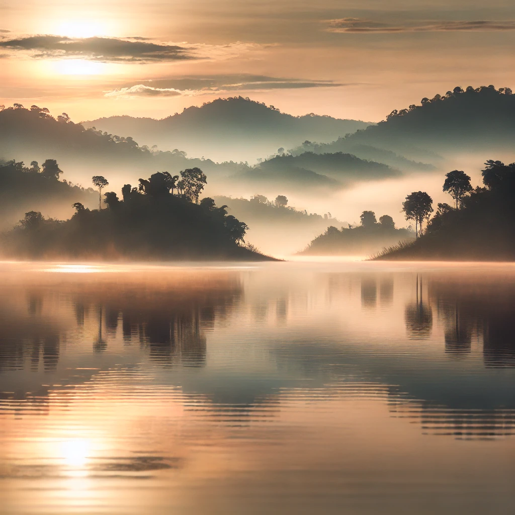 Sunrise over foggy mountains symbolizing peace after anxiety