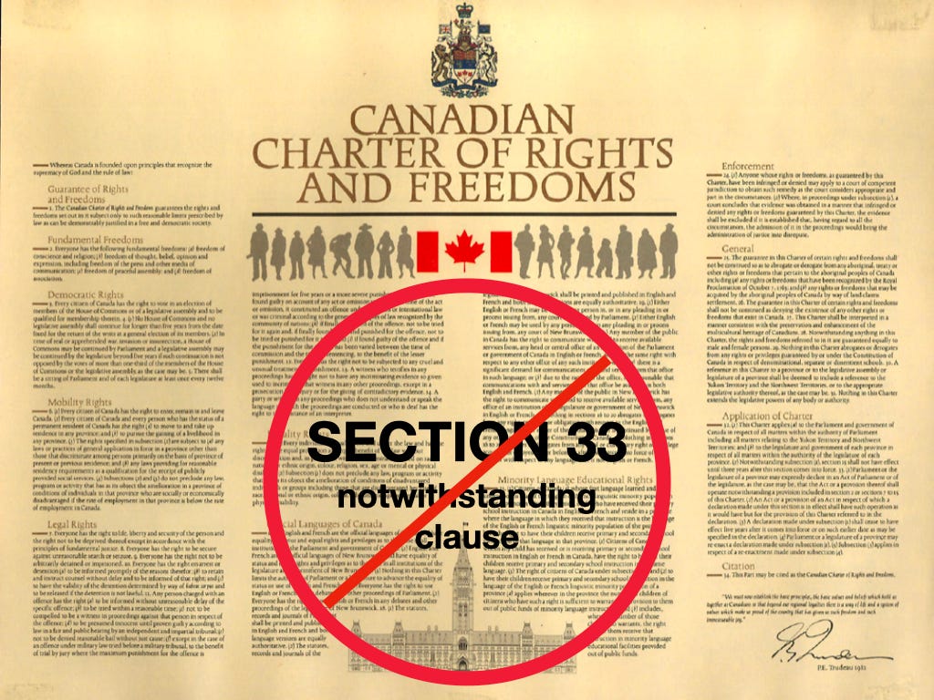 obligat udbytte Tidlig An Argument for Eliminating the notwithstanding clause (Section 33) of the  Canadian Charter of Rights and Freedoms. | by Stephen Dorsey, CM | Medium
