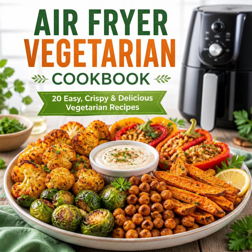 Air Fryer Vegetarian Cookbook: 20 Easy, Crispy & Delicious Vegetarian Recipes for Healthy Everyday…
