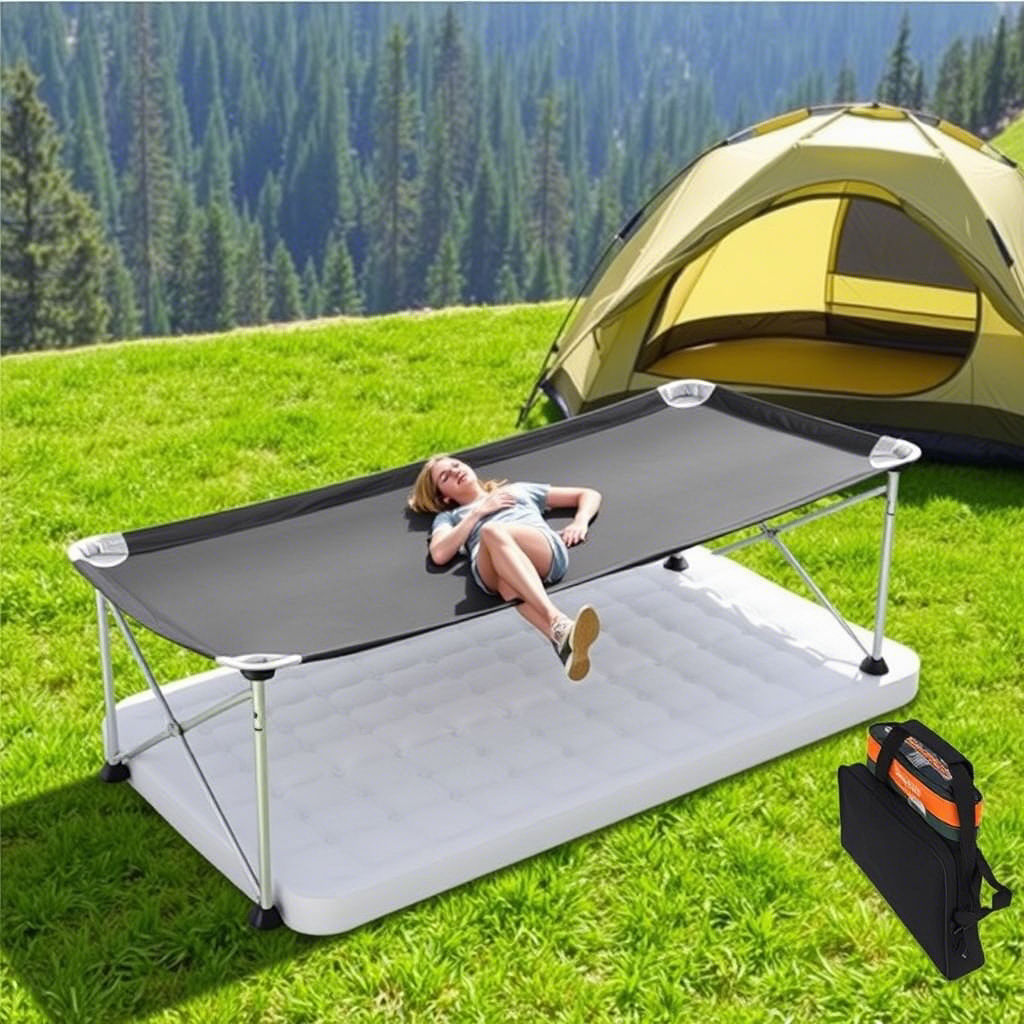 ABORON Oversized XXL Folding Camping Cot — Heavy Duty 1200D Oxford Bed with Mat & Carry Bag