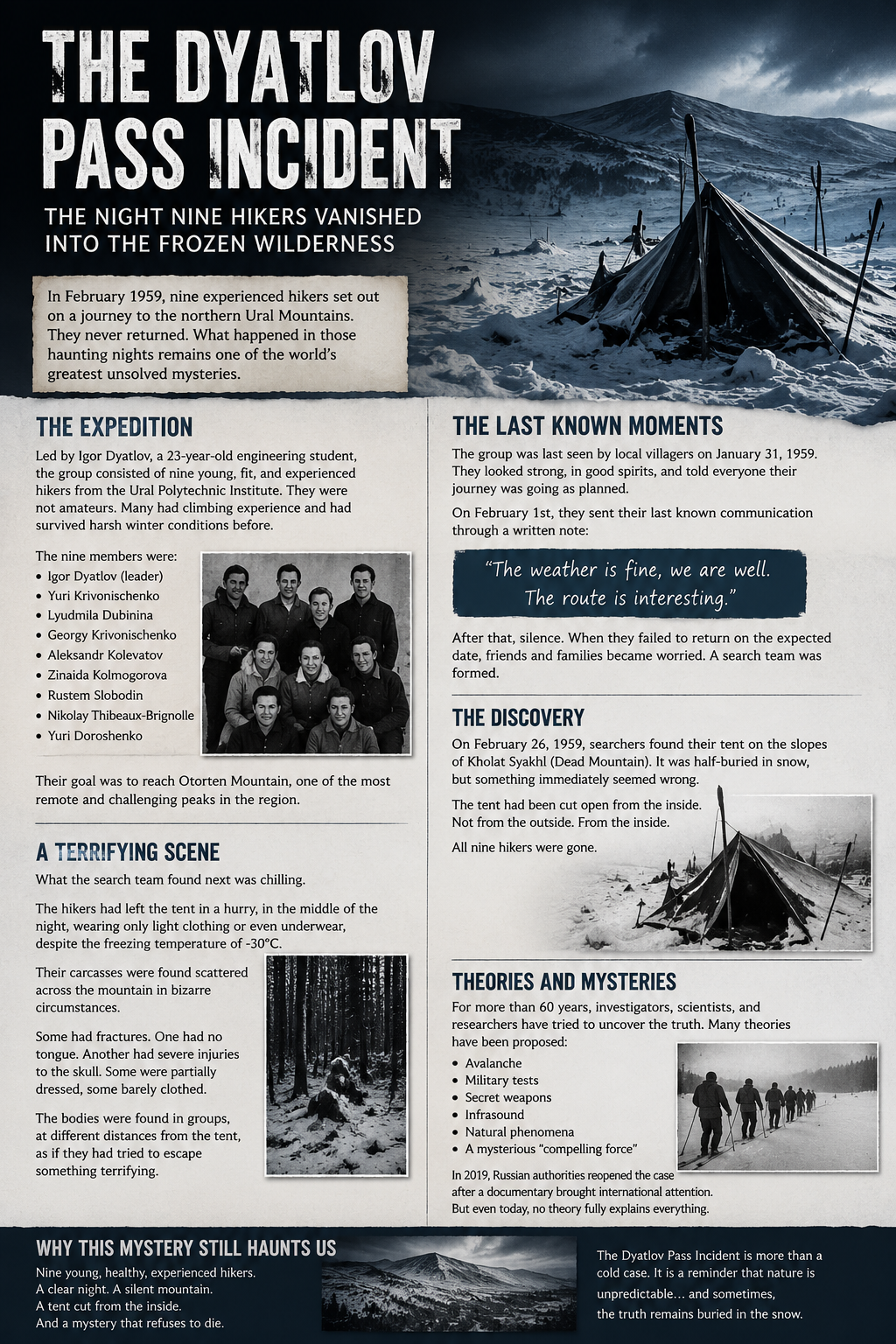 The Dyatlov Pass Incident: The Night Nine Hikers Vanished Without a Trace