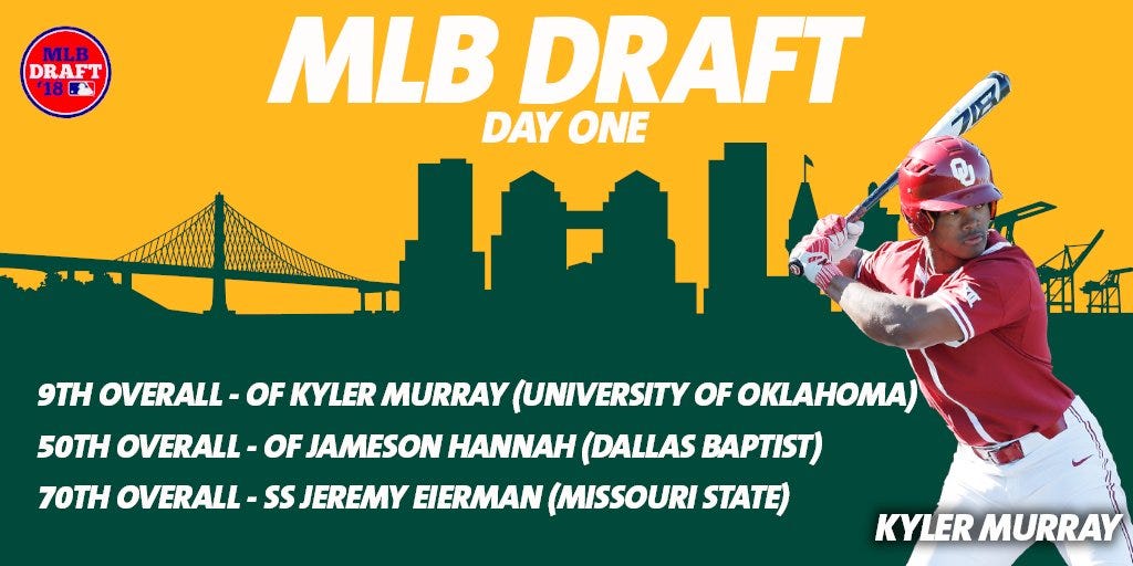 A's take OF Kyler Murray with 9th overall pick