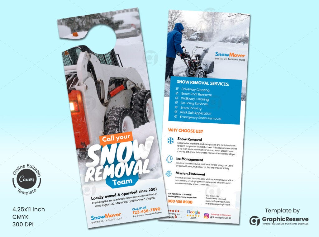 Snow Removal Service Door Hanger Design Template