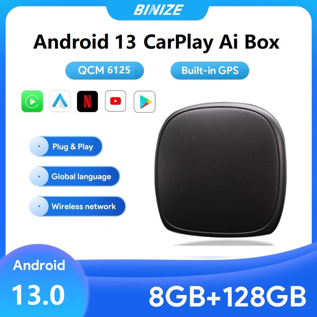 Carlinkit Android 13 TV Box LED 8+128GB CarPlay Wireless Android Auto  Wireless Adapter Support