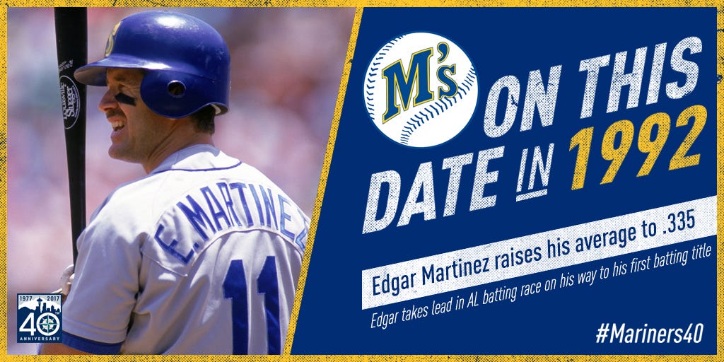 On This Date: Edgar Martinez Takes Lead in 1992 AL Batting Title