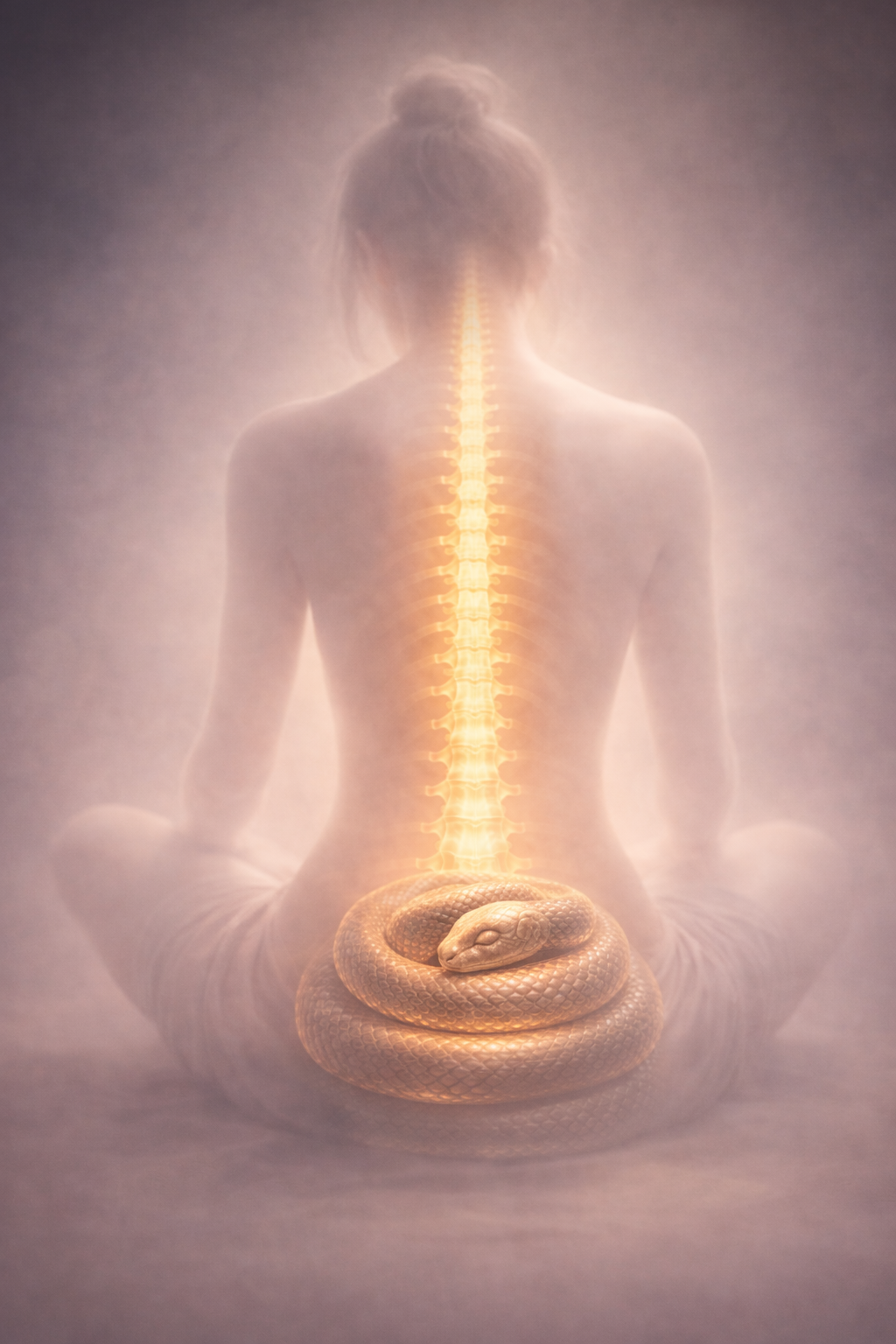 Muladhara — the root. Here, Kundalini rests coiled in stillness, condensed at the base of being.