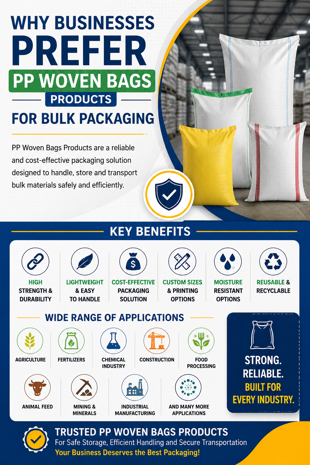 Why Businesses Prefer PP Woven Bags Products for Bulk Packaging