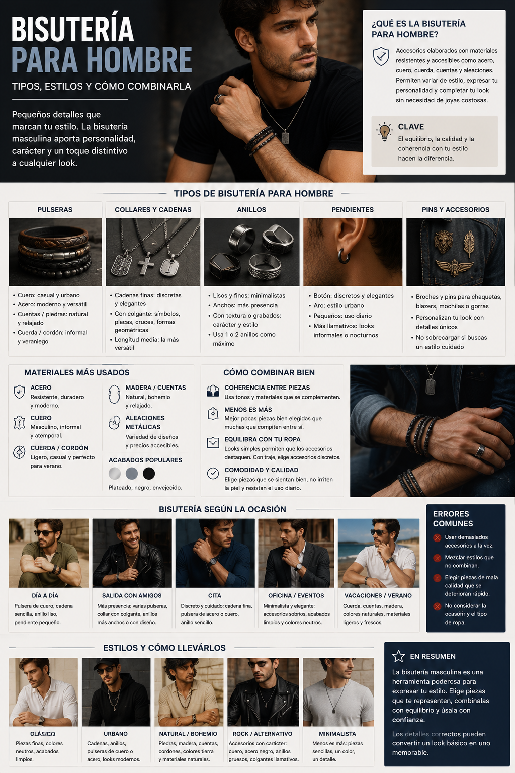 Bisutería masculina con intención: guía para elegir piezas con estilo
