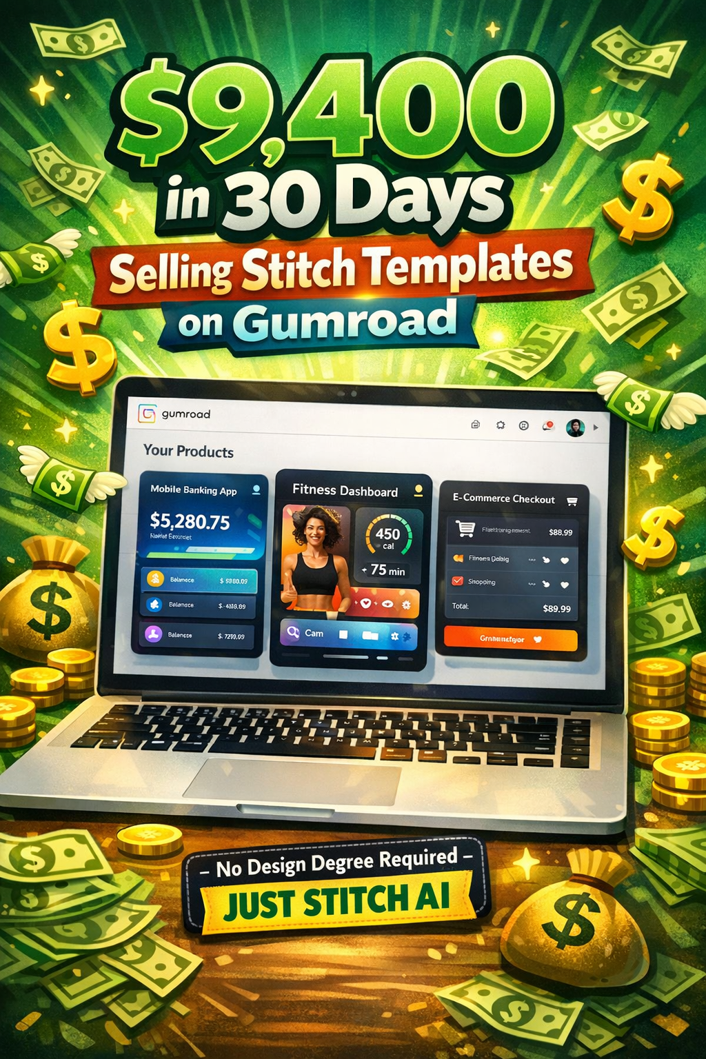 How I Made $9,400 Selling Google Stitch Templates on Gumroad by Tamzidul Haque