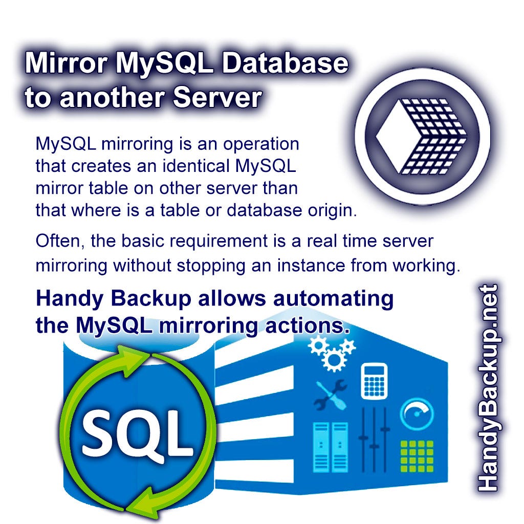 How to mirror records in mysql database? Handy Backup Medium