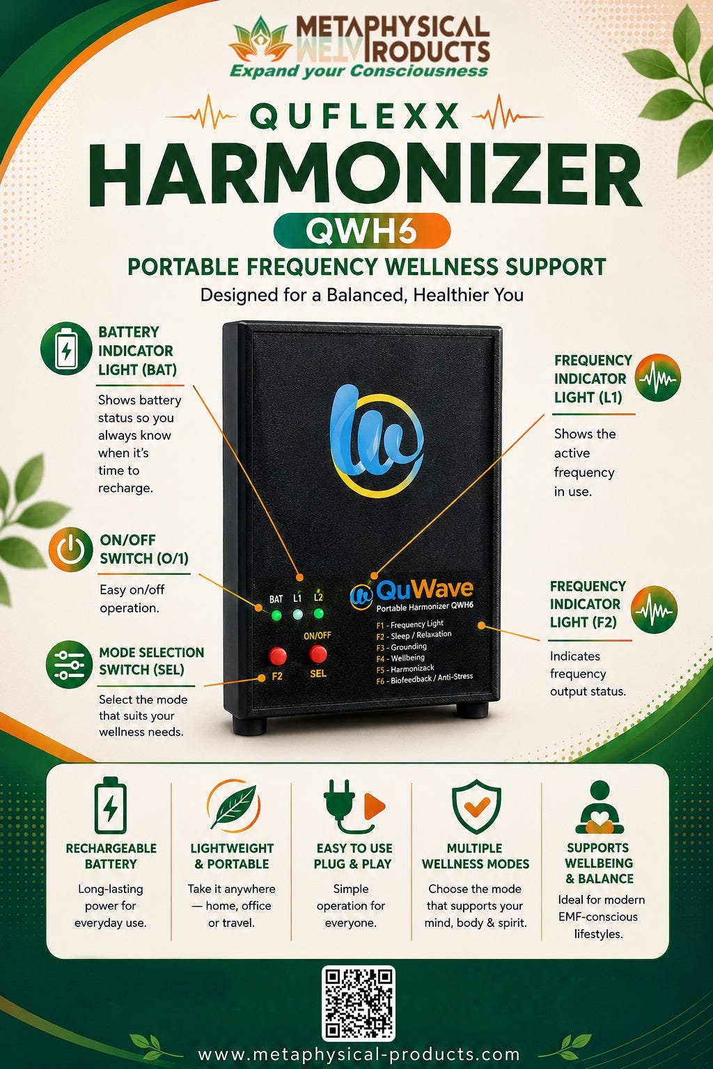 QuFlexx Portable EMF Harmonizer — Wellness Support for Everyday Living