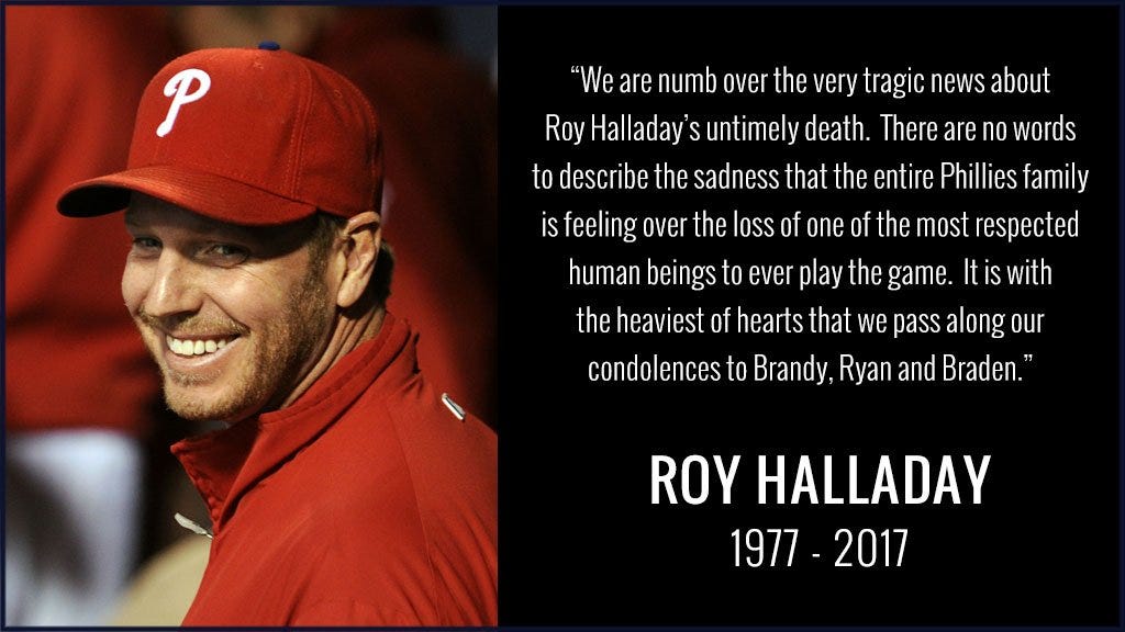 Roy Halladay Doc Toronto Blue Jays Hall Of Fame 1977-2017 Gone But